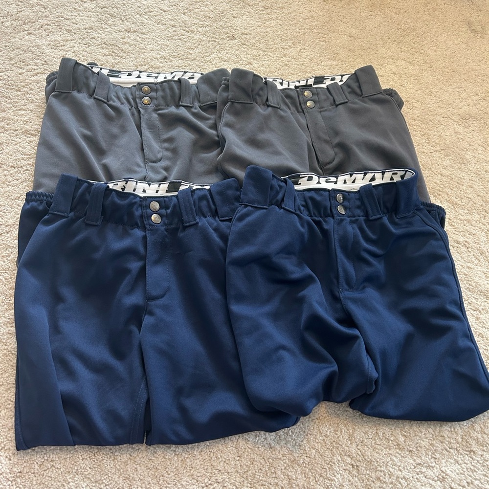 DeMarini Softballl Pants Bundle - 2 grey + 2 blue